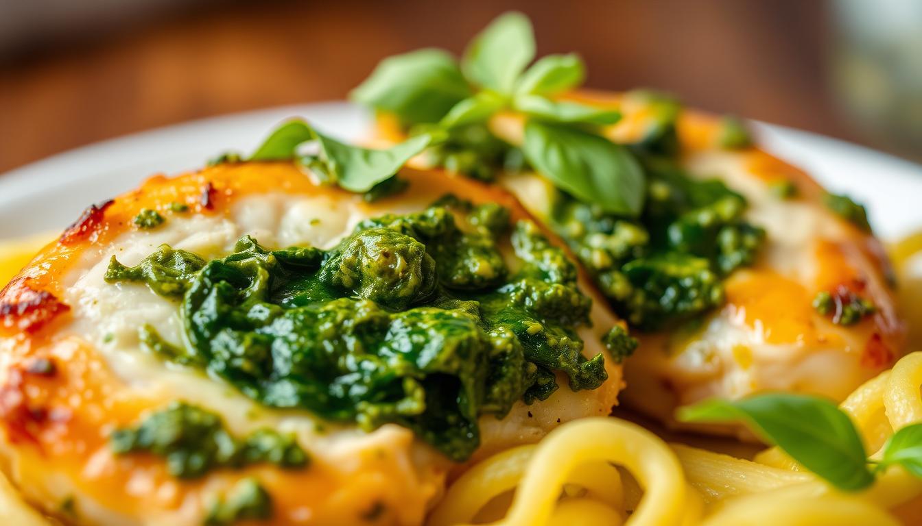 Pesto Spinach Stuffed Chicken